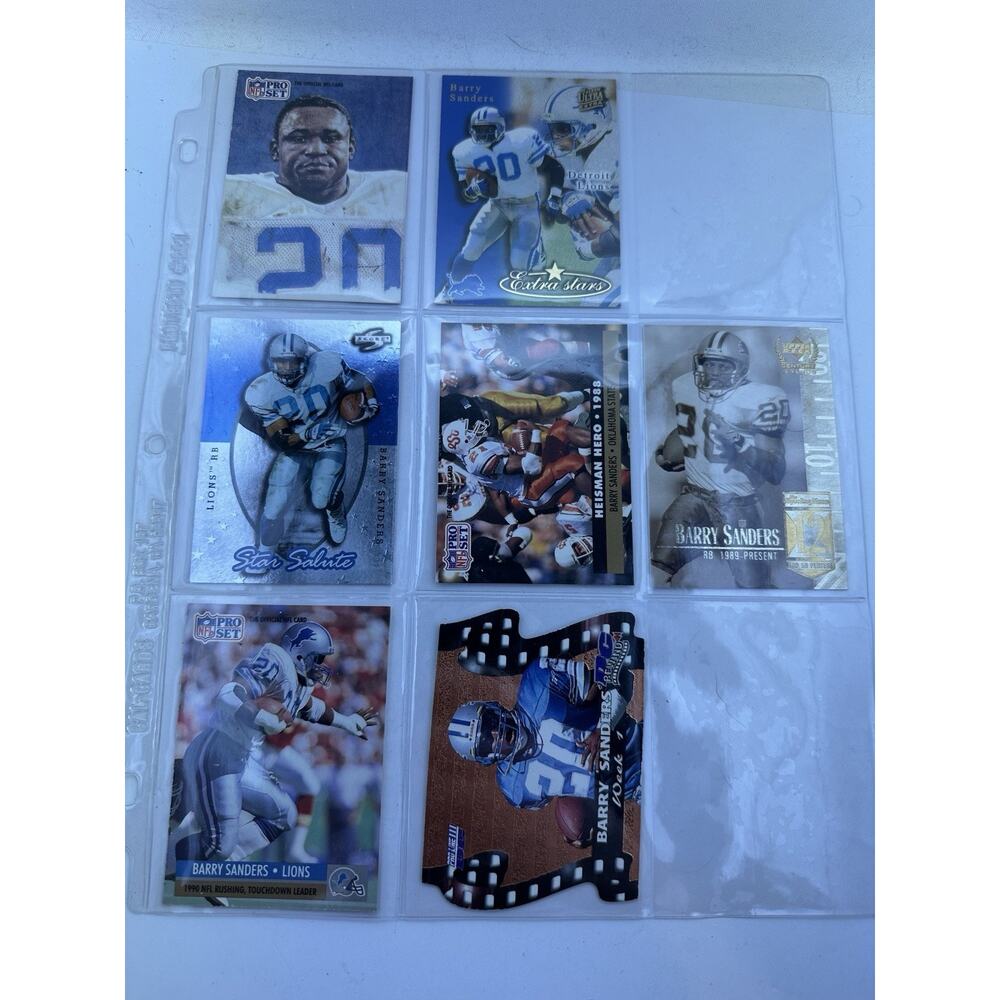 7 Card Lot Various Barry Sanders NFL Pro Set Detroit Lions Upper Deck Ultra